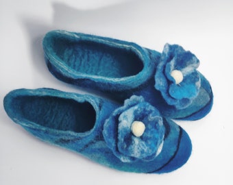Handmade Wool Felted Clogs: Women's House Slippers with Rubber Soles