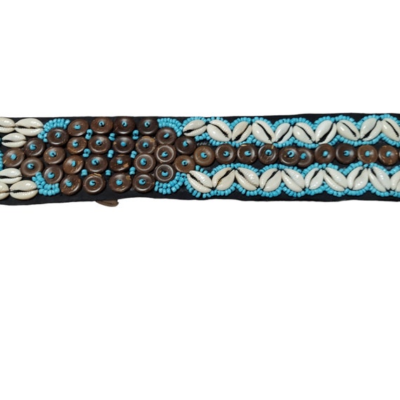 Vintage African Beaded Tie Waist Belt in Turquois… - image 6