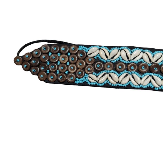Vintage African Beaded Tie Waist Belt in Turquois… - image 3