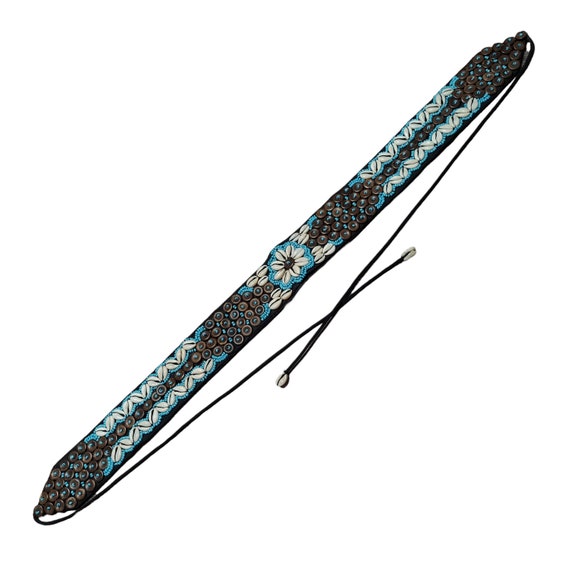 Vintage African Beaded Tie Waist Belt in Turquois… - image 1