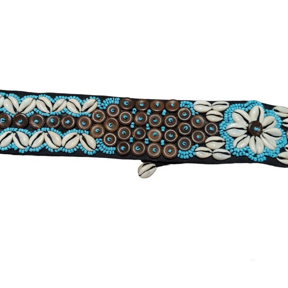 Vintage African Beaded Tie Waist Belt in Turquois… - image 4
