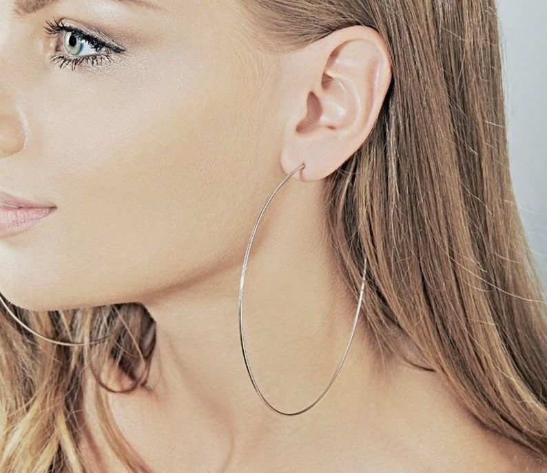 4 inch Hoop Earrings sterling silver 925 best holiday gift Length 10.0 cm