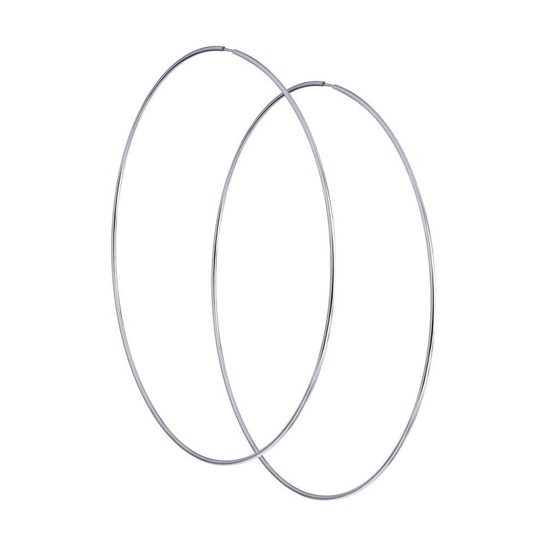 4 inch Hoop Earrings sterling silver 925 best holiday gift Length 10.0 cm