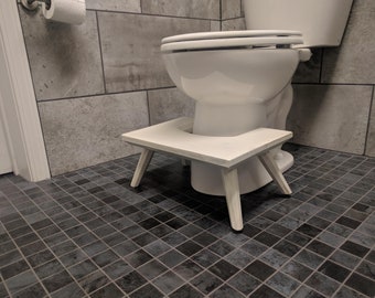 Fancy Poop Stool - Whitewashed Pine