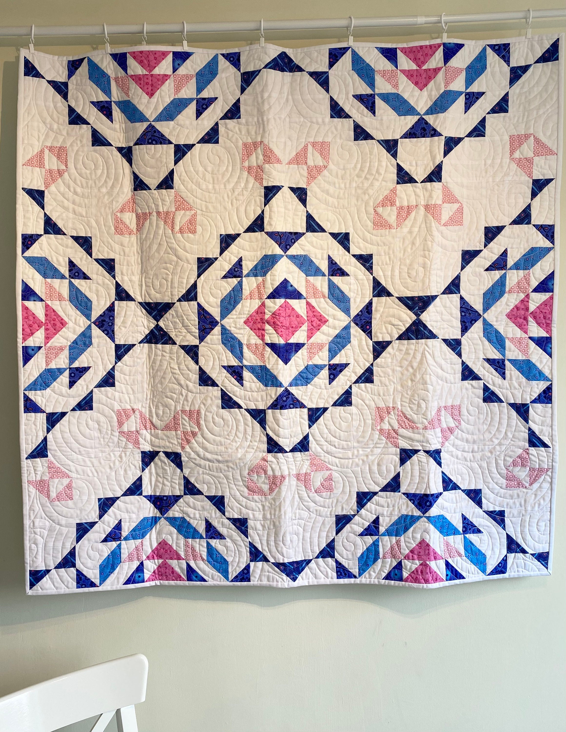 Antique Lace Quilt Handmade Quilt Blue and Pink Fabric Etsy UK