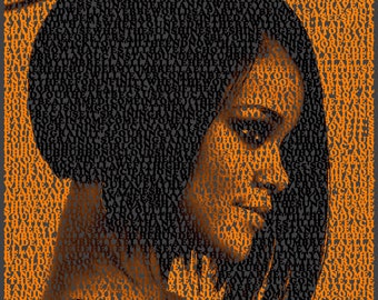 Rihanna Umbrella Orange Version Lyrics Typographic Artwork