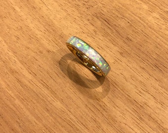 Opal Ring, Tungsten Carbide Inlaid Opal Ring YG 4mm