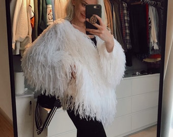 Long White Fur Coat, Faux Fur Coat, White Fur Coat, White