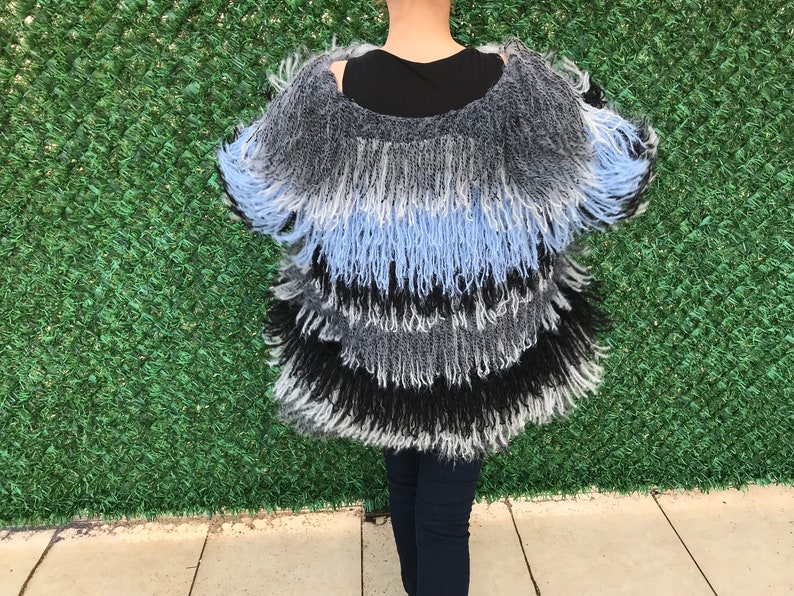 colorful shaggy cardigan