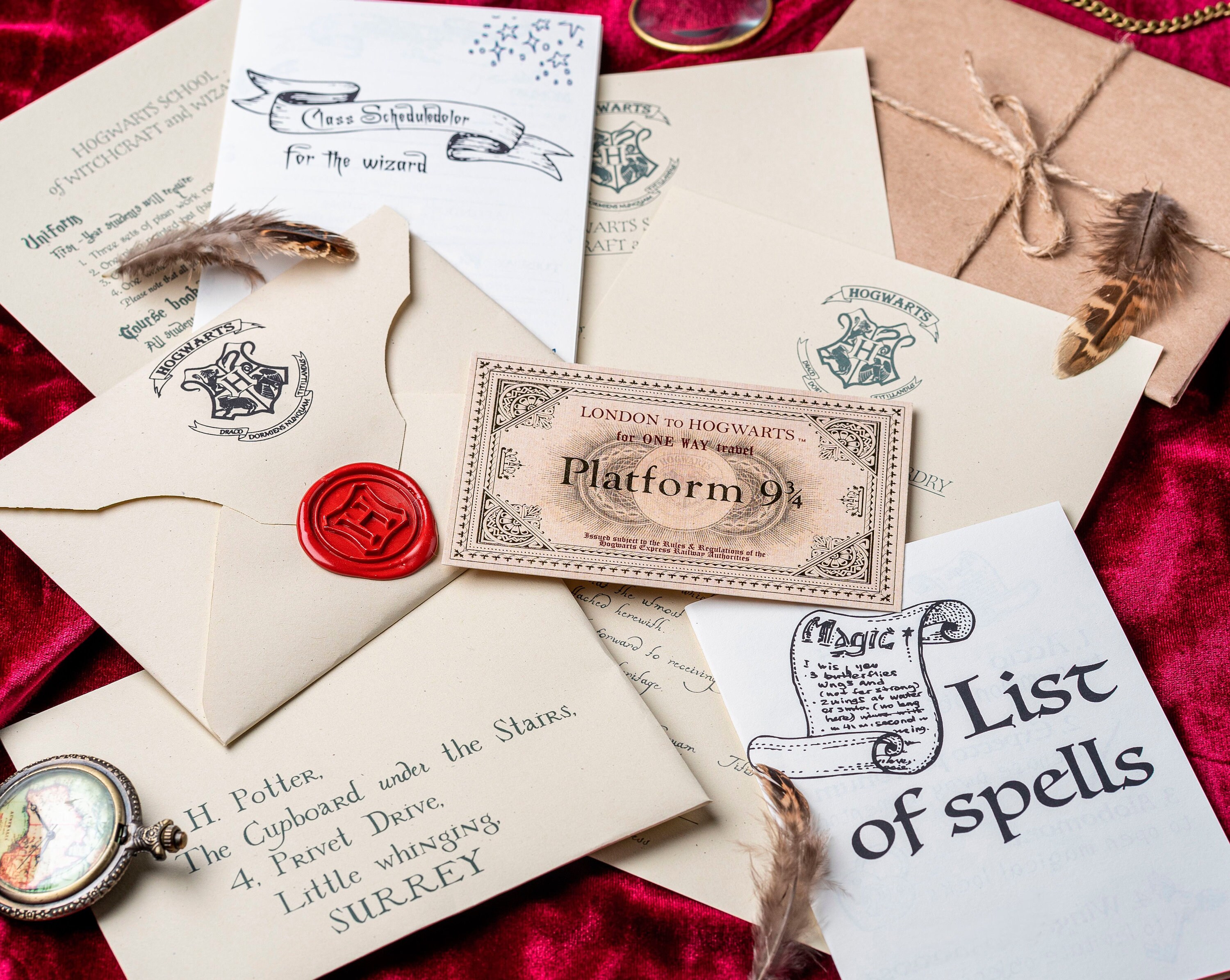 Acceptance letter personalized with OWL FEATHER, School of Witchcraft and Wizardry