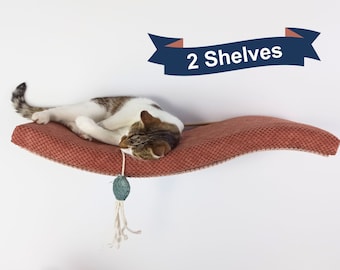 Cat Lover's Dream: Set of 2 Floating Perches with Removable Cushions, Elegant Wall Furniture