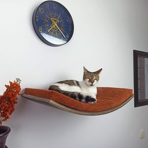 Cat Shelf Wall Mounted Floating Wooden  Perch Bed With  Removable and Washable Cushion cover, Premium Furniture