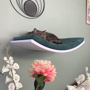Cat Shelf Wall Mounted Floating Wooden  Perch Bed With  Removable and Washable Cushion cover, Premium Furniture