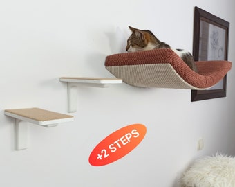 Bundle Cat shelf floating Cat bed Modern wall furniture, wall mounted cat Shelves, handmade cat furniture, A60 bundle 1+2