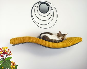 Wandgemonteerde kattenplank met kussen kattenbed, afneembaar en wasbaar kussen, meubilair van topkwaliteit W75UR
