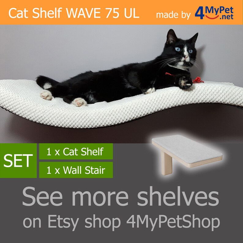 Wave 75 Ul Set 11 Cat Shelf Shelves Furniture Bed - Curved Wall Shelf For Cats Wave 75 Ul Set 11 Cat Shelf Shelves Furniture Bed - Curved Wall Shelf For Cats
