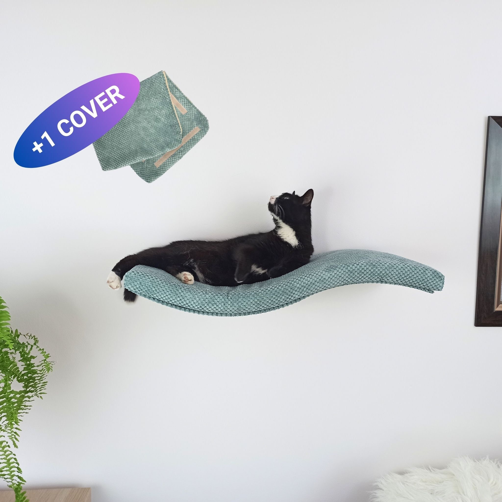 Bundle Cat Shelf With Additional Cover, Wall Mounted Floating Bed, Solid Sleeper Place, Removable Washable Cushion