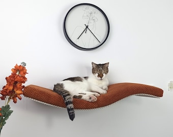 Étagère murale flottante pour lit de chat avec oreiller, espace pour dormir, coussin amovible et lavable, meubles de qualité supérieure, W75UL