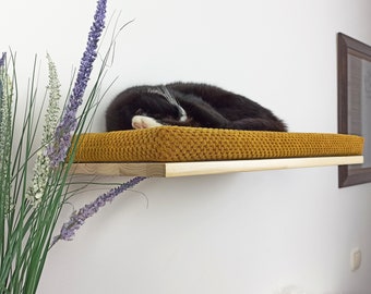 Handcrafted Wood Cat Shelf - Resting Spot for Your Feline Friend