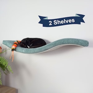 Bundle 2 x Wall-mounted cat bed for large cats with a removable and washable cushion and invisible fastening. Length: 95 cm (37.4 inches)