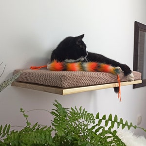 Wall Mounted Cat shelf Floating Perch Bed With Pillow, Solid Sleeper Place, Removable and Washable Cushion, Premium Quality Furniture FW60