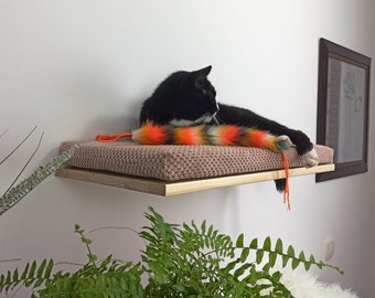 Wall Mounted Cat shelf Floating Perch Bed With Pillow, Solid Sleeper Place, Removable and Washable Cushion, Premium Quality Furniture FW60