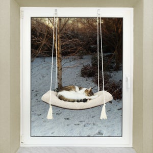 Lit flottant pour chat avec étagère pour fixation de fenêtre avec oreiller, place pour dormir solide, coussin amovible et lavable, qualité supérieure