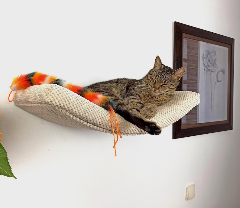 Space-Saving Cat Perch with Removable Cushion - Wall Mount Pet Bed image 6