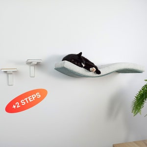 Créez un paradis pour les chats avec cet ensemble de perchoirs muraux - Comprend une étagère, des marches et un oreiller lavable