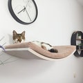 Rustic Wood Cat Shelf: Cozy Wall-Mounted Perch & Washable Cushion
