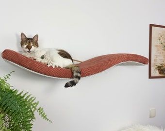 Cat Bed for large cat, Wall Mounted Floating Shelf With Cozy Pillow, Premium Quality Furniture W95UL