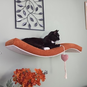 Cozy Cat Haven: Wall-Mounted Shelf with Pillow Perch and Washable Cushion Premium Quality Furniture