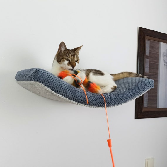 Lettino galleggiante per gatti montato a parete con cuscino, solido posto per  dormire, cuscino rimovibile e lavabile, mobili di alta qualità, A60 -   Italia