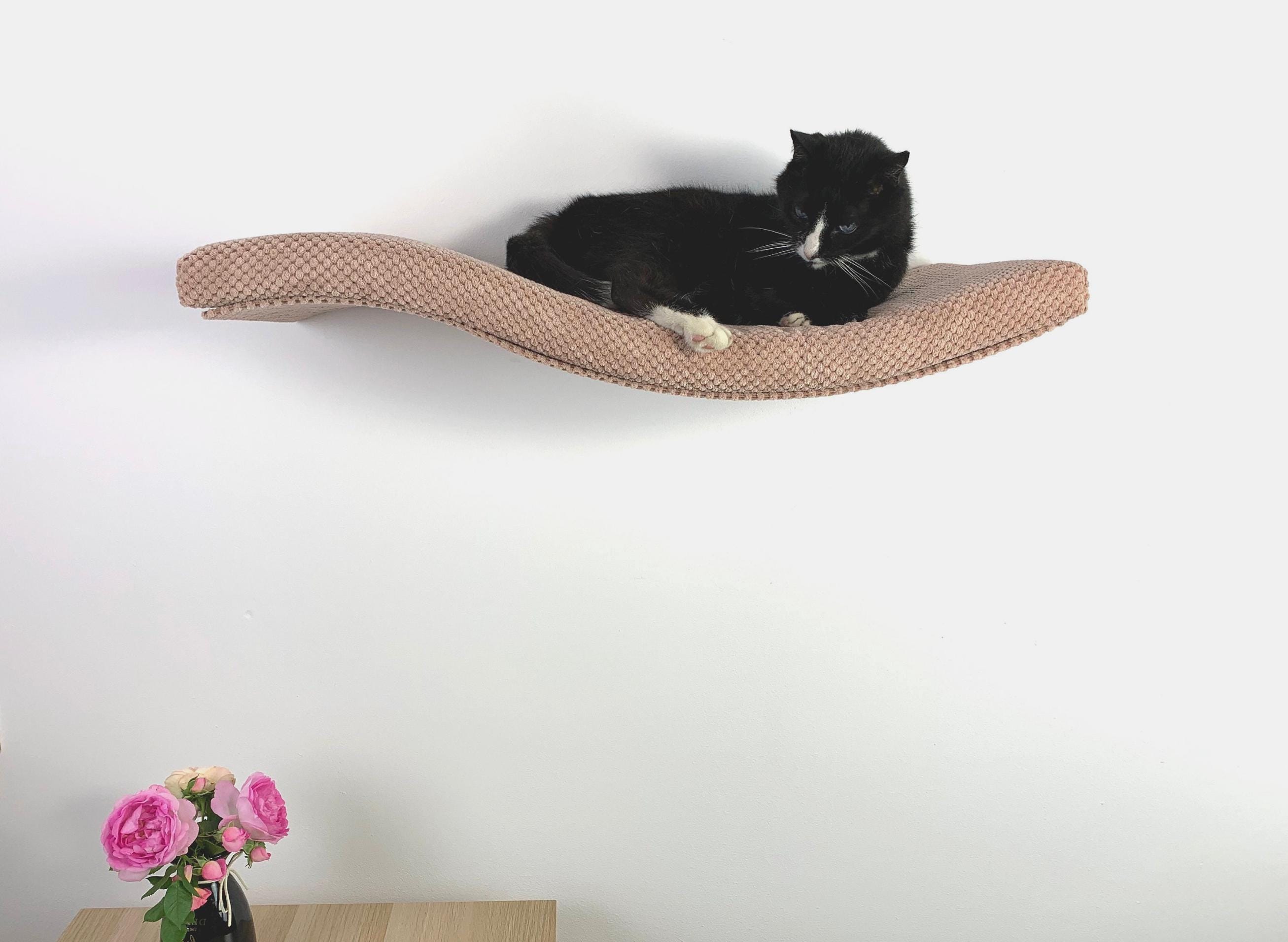 Cat's Favorite Hideaway Floating Cat Shelf With Plush Pillow - Easy To Clean & Durable