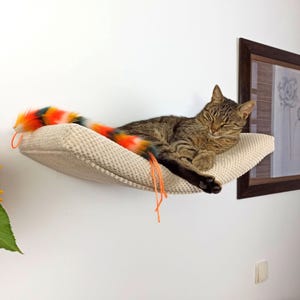 Drijvende kattenplank voor aan de muur met afneembaar en wasbaar kussen, stevige kattenmeubels Meubels van topkwaliteit