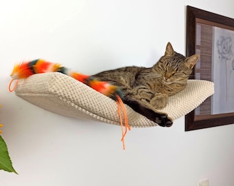 Luxury Cat Wall Shelf: Floating Bed Perch with Washable Pillow - Purr-fect Premium Furniture