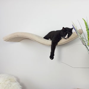 Cat Shelves Wall Mounted Floating Perch Bed Shelf With Pillow, Solid Sleeper Place, Removable Cushion, Premium Quality Furniture W95SR image 1