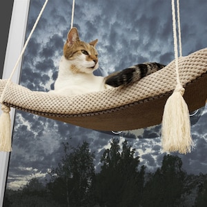 Cat Shelf Window Fixing Floating Perch Bed With Pillow, Solid Sleeper Place, Removable and Washable Cushion, Premium Quality
