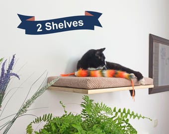 Luxury Cat Furniture Set: 2 Floating Perches with Plush Pillows for Stylish Cat Naps