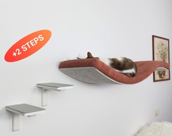Bundle Cat Shelf Wall Mounted Floating Perch Bed With Pillow, Solid Sleeper Place, Removable and Washable Cushion, Premium Quality, W95UL+2