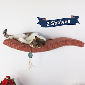 Bundle 2 x Cat Shelf Wall Mounted Floating Perch Bed With Pillow, Removable  Washable Cushion cover, High Quality Furniture