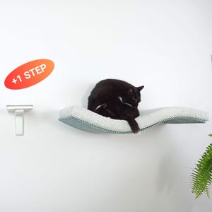 Bundle Cat Shelf + 1 Cat Wall step, Shelves Wall Mounted Floating Perch Bed With Removable and washable cushion, Cat Furniture