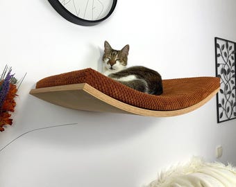 Chic Wall-Mounted Cat Perch with Washable Pillow - Stylish and Functional Furniture