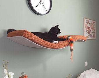 Kitty Corner Delight: Removable Cushioned Cat Shelves for Wall Mounting