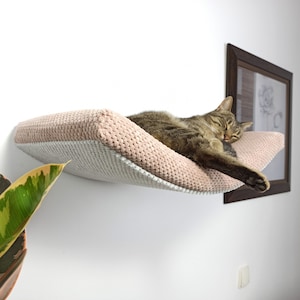 Cat Shelf Wall Mounted Floating Bed Perch With Pillow, Solid Sleeper Place, Removable and Washable Cushion, Premium Quality