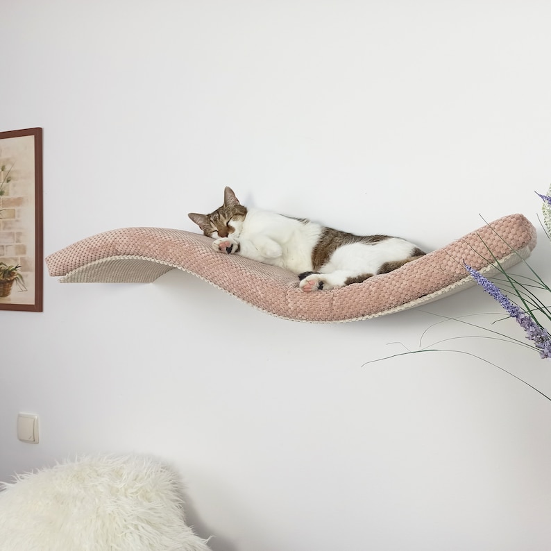 Cat Shelves Wall Mounted Floating Perch Bed Shelf With Pillow, Solid Sleeper Place, Removable Cushion, Premium Quality Furniture W95SR image 3