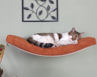 Chic Cat Oasis: Floating Wall Mount Bed with Cozy Pillow and Washable Cushion
