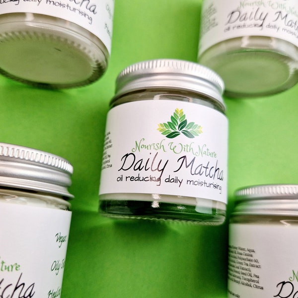 Matcha Daily Moisturiser, Vegan Green Tea Moisturiser, Oily Skin Reduction, Oil Control,