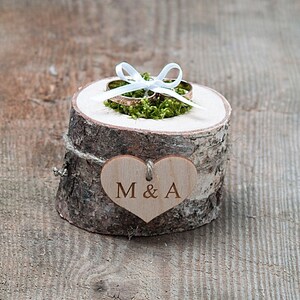 Ring Bearer Box, Wedding Ring Holder, Ring Bearer Pillow, Personalized Tree Stump, Wedding Proposal Ring Box, Engagement Ring Box Dish image 2