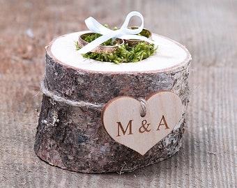 Ring Bearer Box, Wedding Ring Holder, Ring Bearer Pillow, Personalized Tree Stump, Wedding Proposal Ring Box, Engagement Ring Box Dish